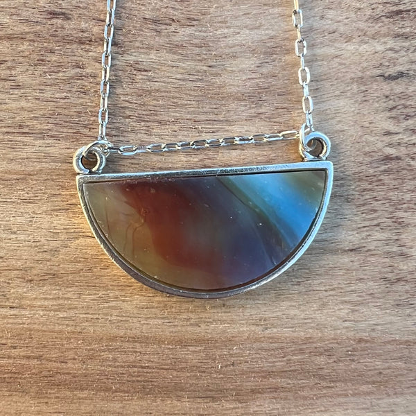 Half Moon Silver with Blue Multi