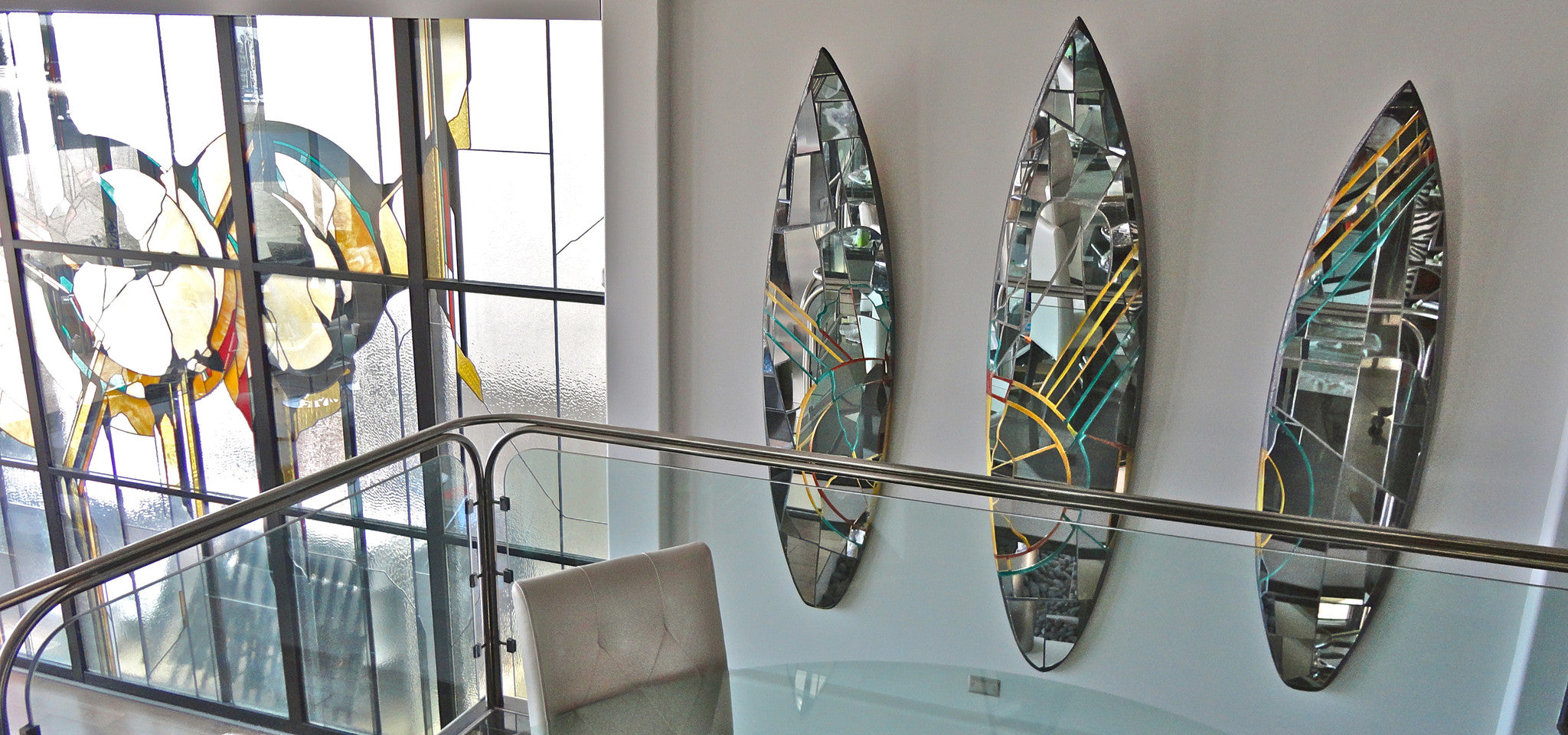 Mirror Mosaic Surfboard Art Glassd